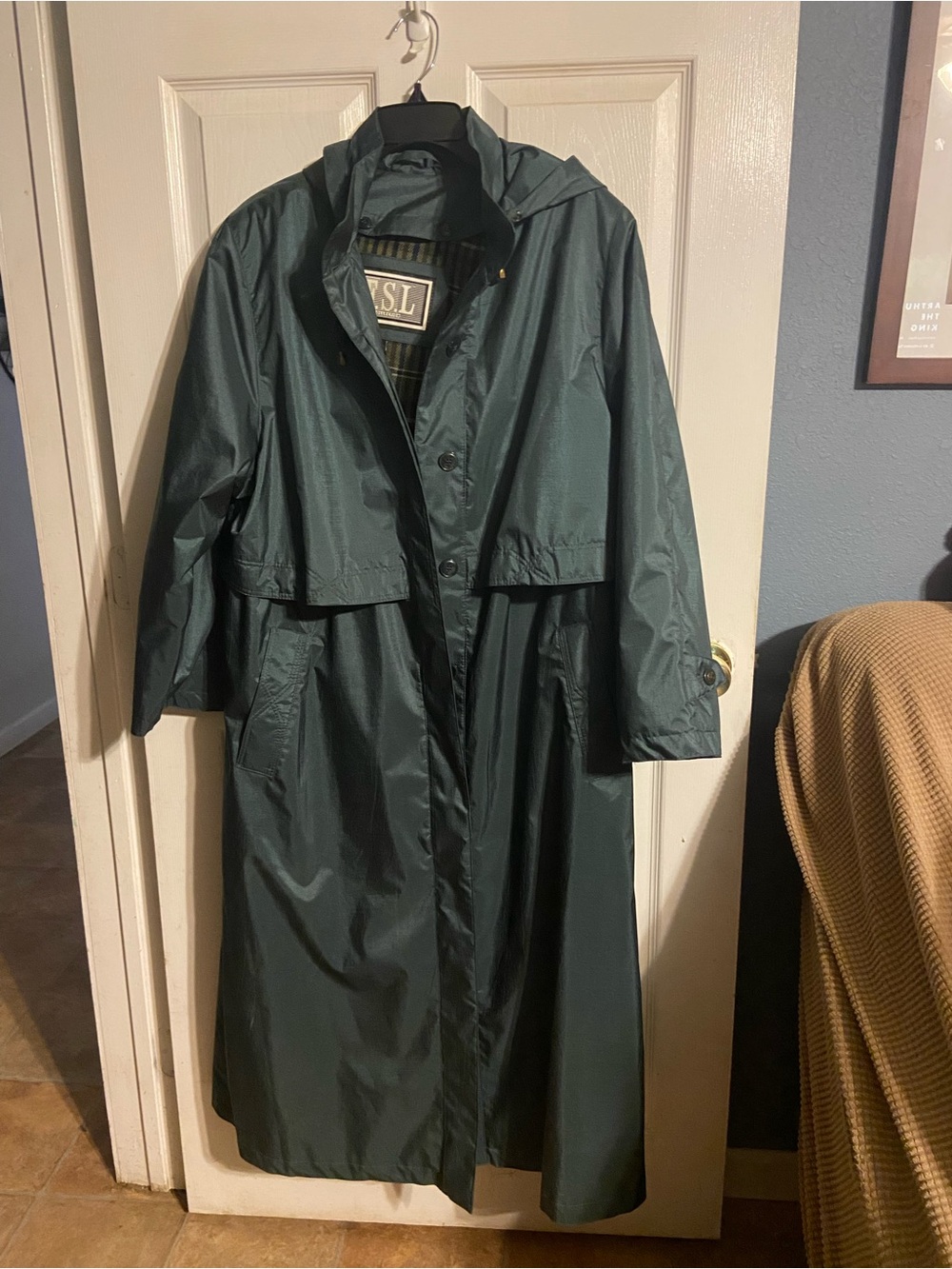 FSL Emerald Green Lined Women’s Hooded Long Coat Sz 14 Beautiful Piece!